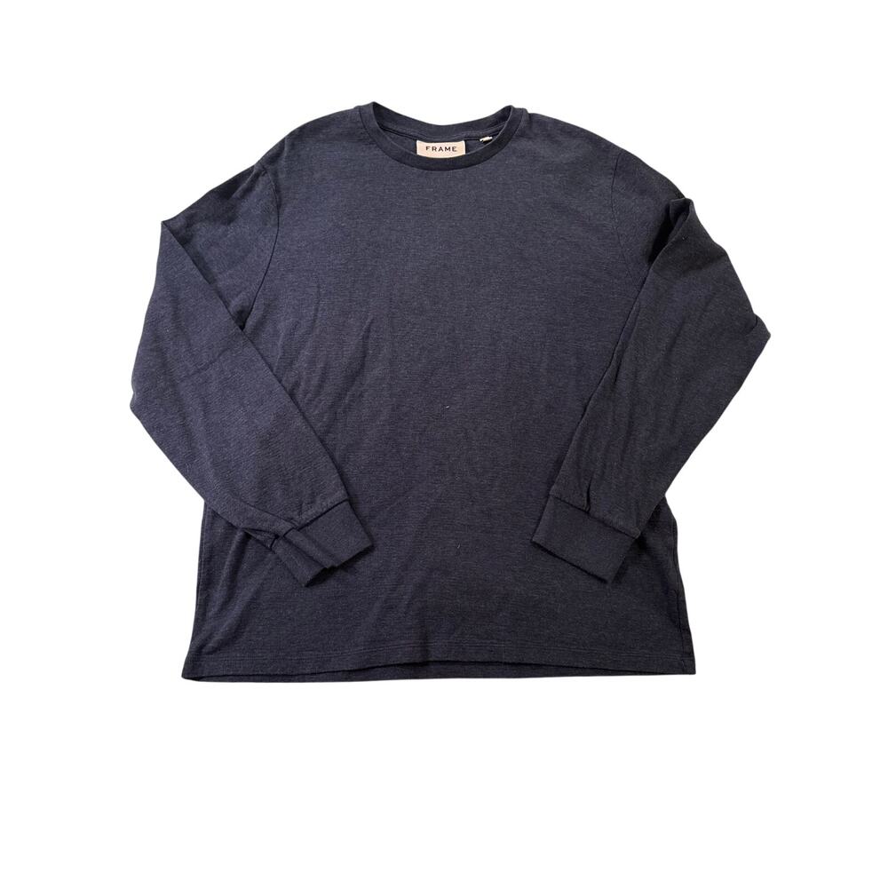 FRAME Heather Midnight Navy Long Sleeve Tee – Size Large